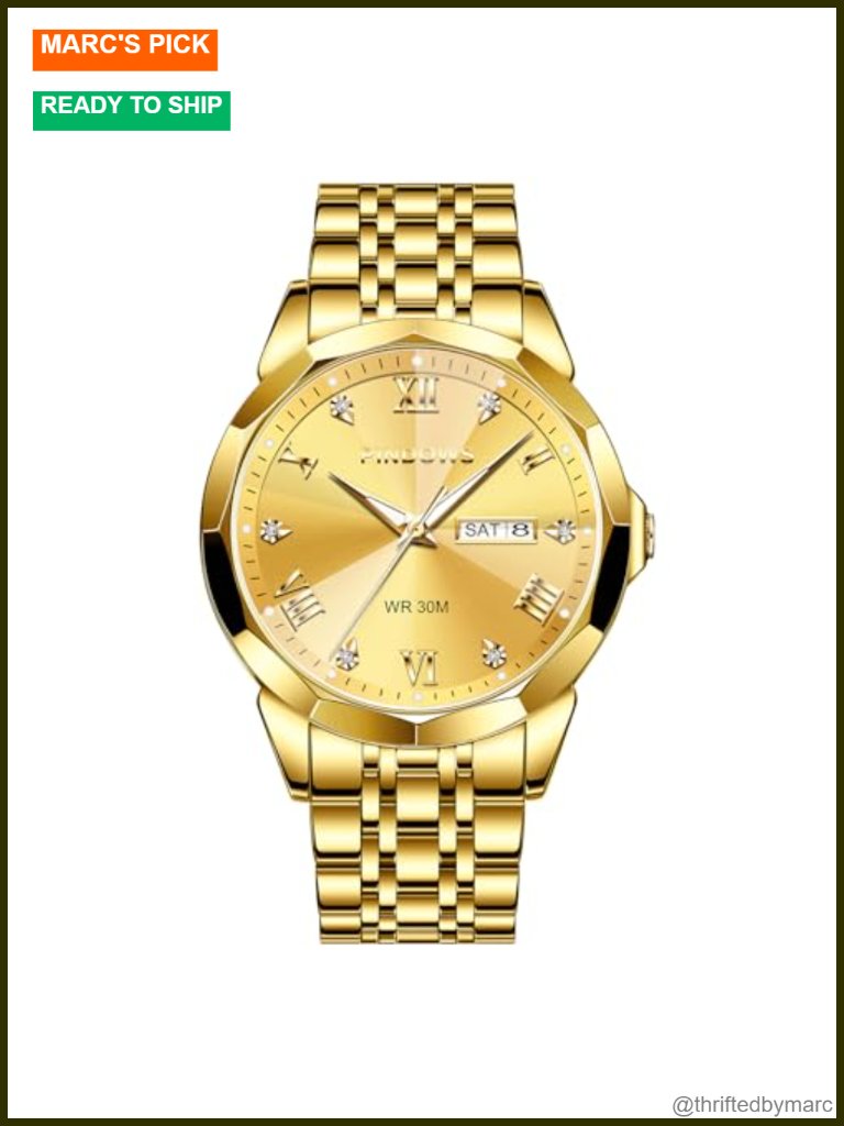 Mens Classic Quartz Watch Stainless Steel Diamond Dial DayDate Luminous Hands